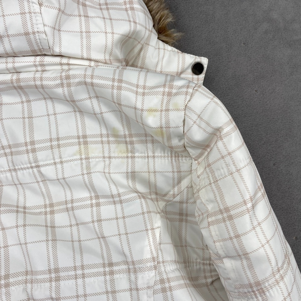 Vintage Y2K YMI Jacket Sz M White Plaid Lined Ribbed Snap Front Hooded Thermal - Picture 5 of 9